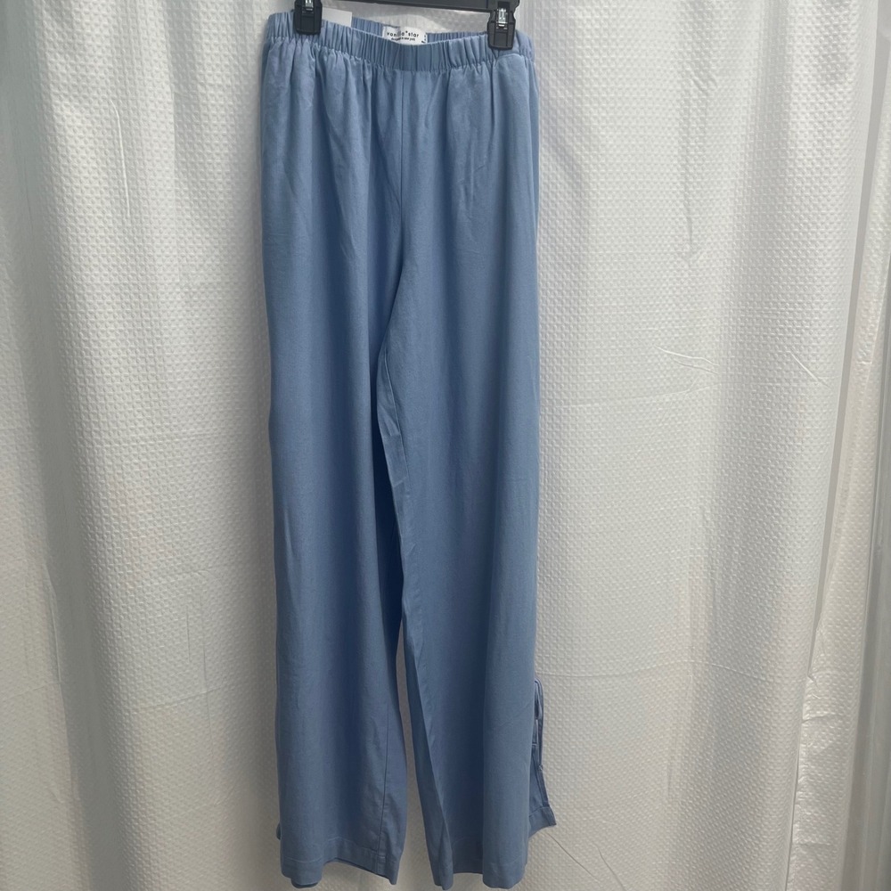 Vanilla Star Women Light Blue The Bow Pant Rayon Linen Wide Leg Side Tie Size M